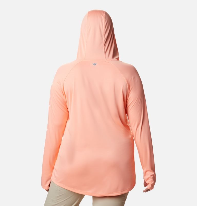Women's Columbia PFG Tidal Tee Hoodie Pink | Plus Size CA-ELA63